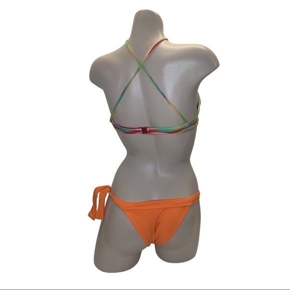 Recco brazilian orange and striped bikini set New With Tags - Picture 3 of 3